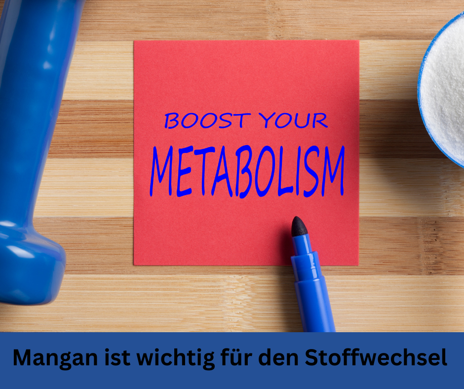 Schriftzug Boost your Metabolism. Mangan ist wichtig für den Stoffwechsel.