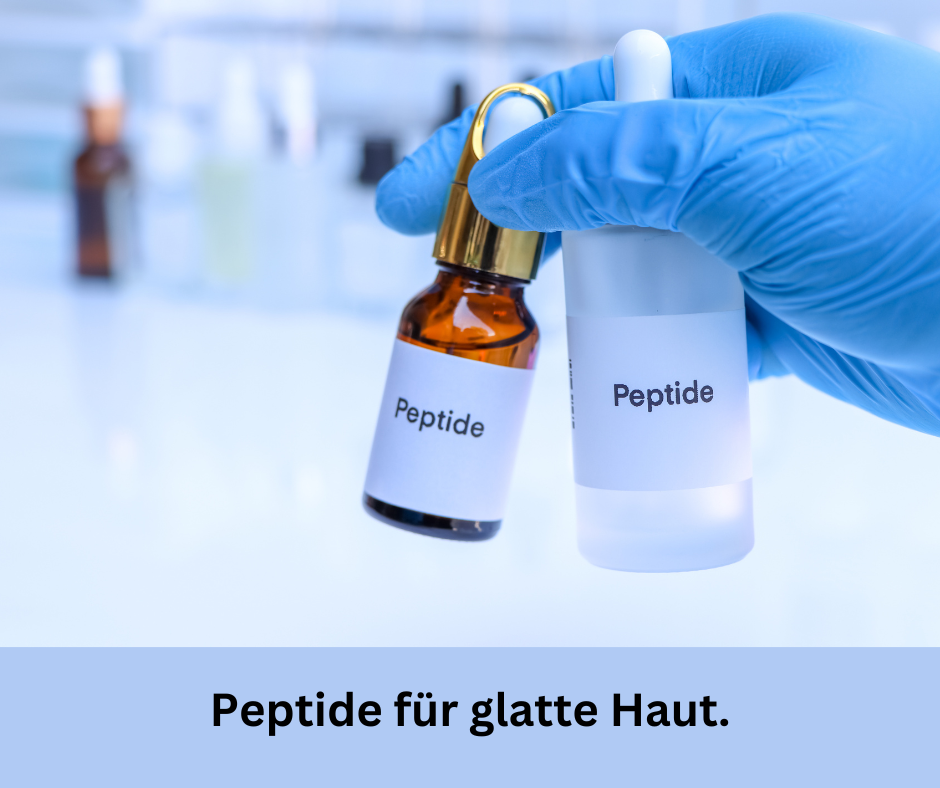Anti-Aging-Peptid  für Glatte Haut. zwei kleine Flaschen mit der Schrift Peptide.