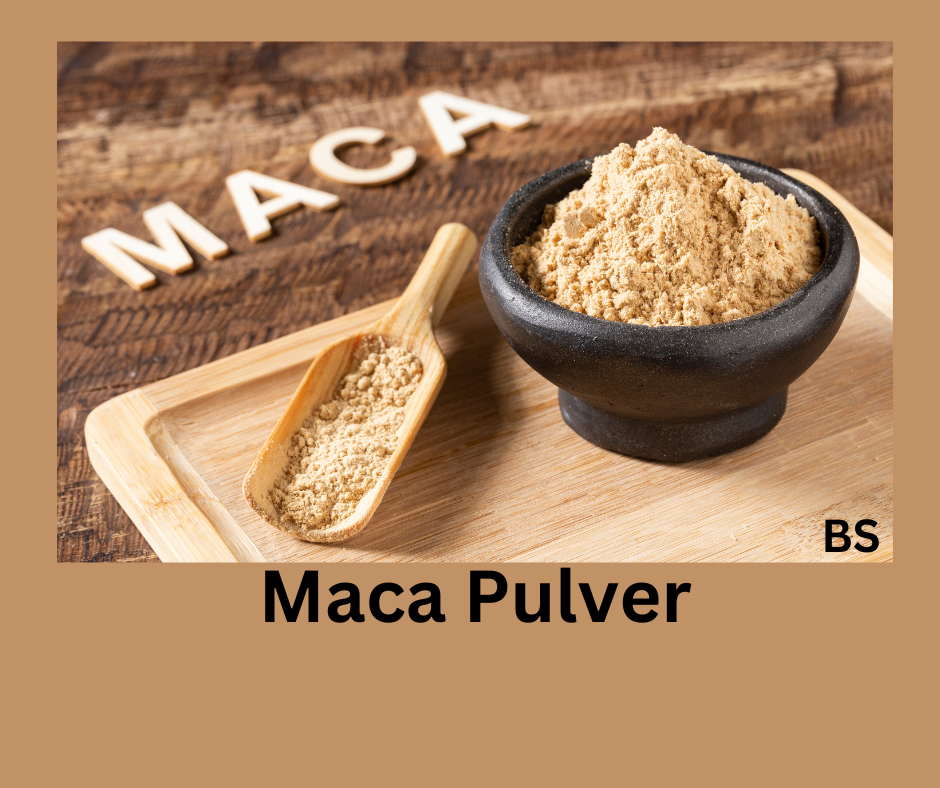 Schälchen Maca Pulver oder Inka Power.