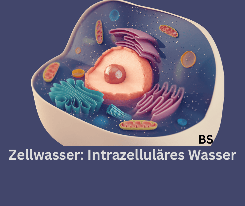 Eine Zelle von Innen. Schriftzug: Zellwasser, Intrazelluläres Wasser.